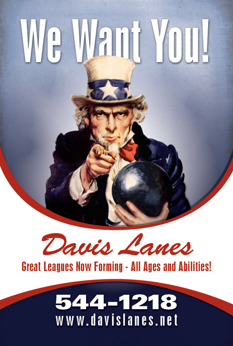 Davis Lanes Bowiling Poster of Uncle Sam